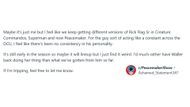 Ashamed_Statement347 on Reddit about Peacemaker Season 2 & Rick Flag Sr.
